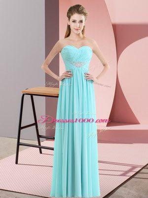 Unique Empire Prom Evening Gown Baby Blue Sweetheart Chiffon Sleeveless Floor Length Zipper