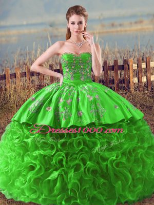 New Style Sleeveless Lace Up Embroidery and Ruffles Sweet 16 Quinceanera Dress
