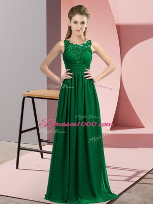 Perfect Dark Green Bridesmaid Dresses Wedding Party with Beading and Appliques Scoop Sleeveless Zipper