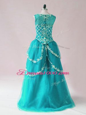 Sophisticated High Low Teal Prom Homecoming Dress Scoop Sleeveless Zipper