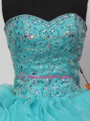 Amazing Ball Gowns Sleeveless Aqua Blue 15 Quinceanera Dress Lace Up
