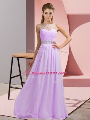 Adorable Floor Length Lavender Prom Dresses Scoop Sleeveless Backless