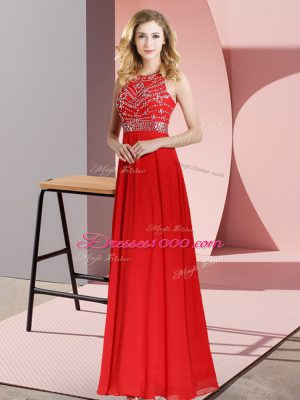 Red Sleeveless Chiffon Backless for Prom and Party