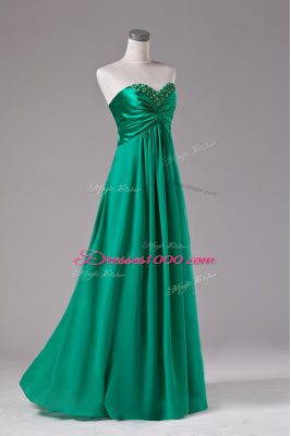 Classical Floor Length Green Prom Dresses Chiffon Sleeveless Beading