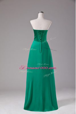 Classical Floor Length Green Prom Dresses Chiffon Sleeveless Beading