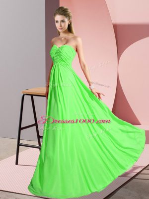 Sleeveless Floor Length Ruching Lace Up Evening Dress