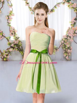 Customized Yellow Green Sleeveless Chiffon Lace Up Vestidos de Damas for Wedding Party