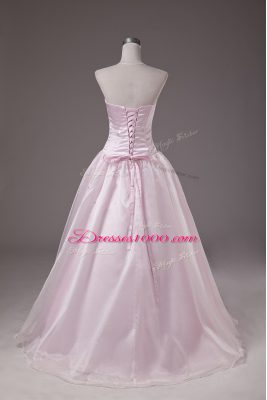 Ball Gowns Quinceanera Gowns Baby Pink Sweetheart Organza Sleeveless Floor Length Lace Up