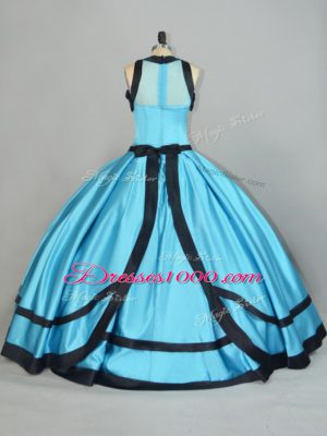 Elegant Baby Blue Quinceanera Dresses Sweet 16 and Quinceanera with Ruching Scoop Sleeveless Zipper