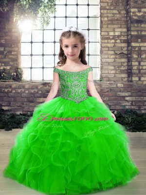 Inexpensive Sleeveless Beading Lace Up Little Girls Pageant Dress Wholesale