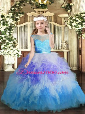 Sleeveless Floor Length Ruffles Backless Party Dress for Toddlers with Multi-color