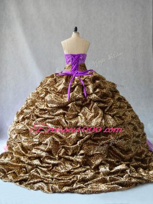 Beading and Pick Ups Quinceanera Dresses Lavender Lace Up Sleeveless Floor Length