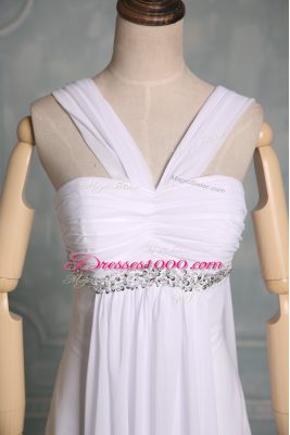 Straps Sleeveless Chiffon Bridal Gown Beading Zipper