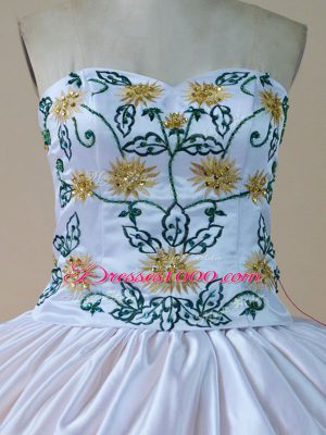 Yellow And White Sleeveless Organza Lace Up 15th Birthday Dress for Sweet 16 and Quinceanera