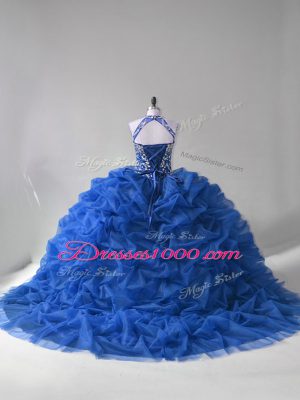 Excellent Organza Sleeveless Sweet 16 Dress Court Train and Beading and Pick Ups