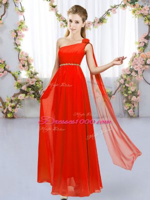 Clearance Sleeveless Lace Up Floor Length Beading and Hand Made Flower Dama Dress