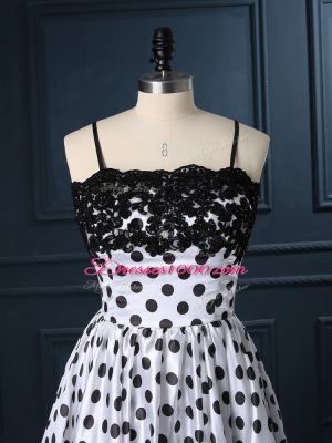 Mini Length White Junior Homecoming Dress Spaghetti Straps Sleeveless Zipper