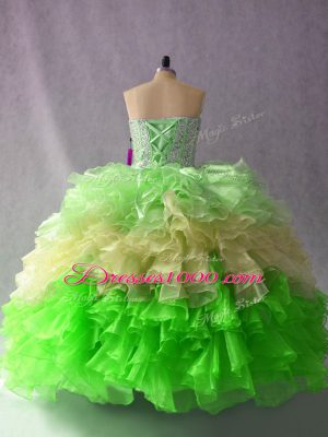 Multi-color Sleeveless Beading and Ruffles Floor Length Sweet 16 Dress