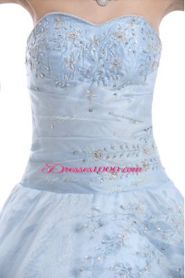 Sweetheart Sleeveless Lace Up Quinceanera Dresses Light Blue Organza