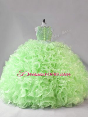 Scoop Neckline Beading Quinceanera Dress Sleeveless Zipper