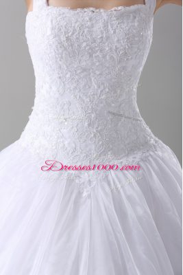 Deluxe White Sleeveless Lace Lace Up Wedding Dresses