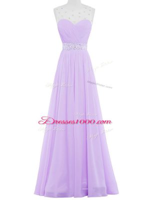 Traditional Scoop Sleeveless Backless Evening Gowns Lavender Chiffon