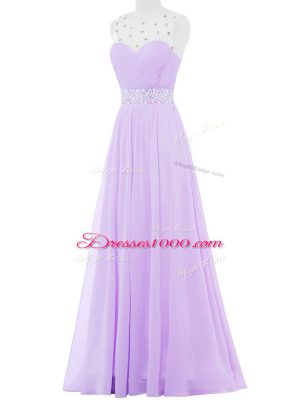 Traditional Scoop Sleeveless Backless Evening Gowns Lavender Chiffon