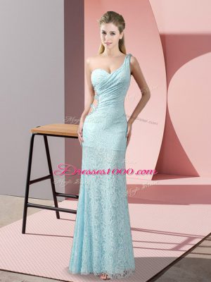 Lace Sleeveless Floor Length Prom Evening Gown and Beading and Lace