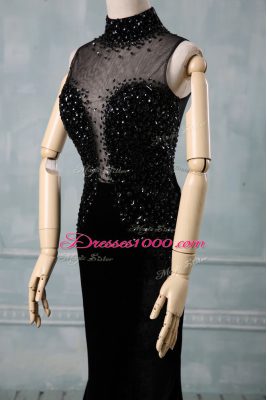 Sophisticated Black High-neck Neckline Beading Prom Evening Gown Sleeveless Zipper