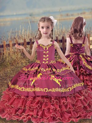 Exceptional Burgundy Sleeveless Satin and Organza Zipper Vestidos de Quinceanera for Sweet 16 and Quinceanera