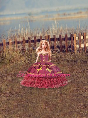 Exceptional Burgundy Sleeveless Satin and Organza Zipper Vestidos de Quinceanera for Sweet 16 and Quinceanera