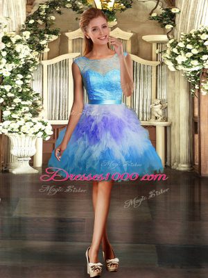 Custom Design Three Pieces Sweet 16 Dresses Multi-color Scoop Tulle Sleeveless Floor Length Backless