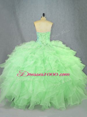 Custom Made Sleeveless Lace Up Floor Length Beading and Ruffles Quinceanera Dresses