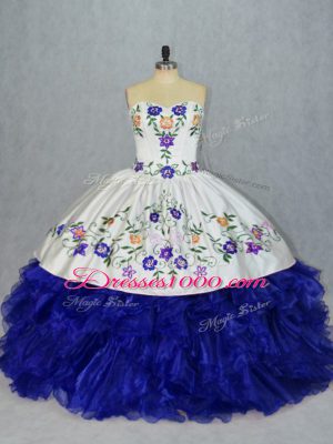 Fantastic Sweetheart Sleeveless Lace Up 15 Quinceanera Dress Royal Blue Tulle