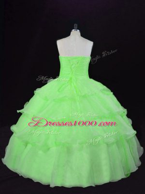 Pretty Sweetheart Sleeveless Organza Quinceanera Gown Beading and Ruffles Lace Up