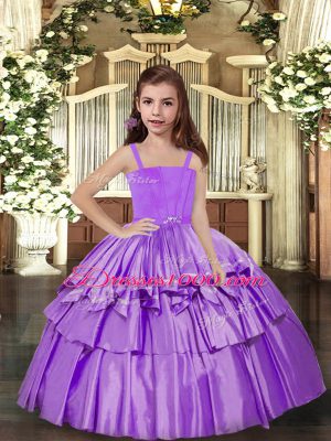 Sleeveless Floor Length Little Girl Pageant Gowns and Ruffled Layers