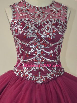 Tulle Long Sleeves Floor Length 15th Birthday Dress and Beading and Appliques