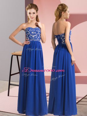 Nice Floor Length Royal Blue Prom Evening Gown Sweetheart Sleeveless Lace Up