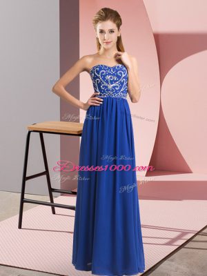 Nice Floor Length Royal Blue Prom Evening Gown Sweetheart Sleeveless Lace Up