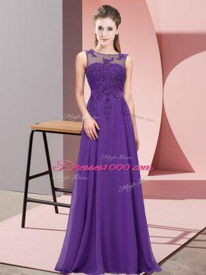 Purple Sleeveless Chiffon Zipper Vestidos de Damas for Wedding Party