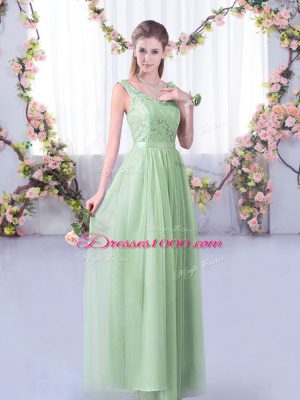 Off The Shoulder Half Sleeves Side Zipper Damas Dress Apple Green Tulle