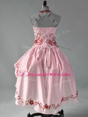 Luxury Sleeveless Embroidery and Ruffles Lace Up Homecoming Party Dress
