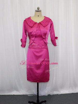 Discount Scoop Sleeveless Zipper Prom Party Dress Hot Pink Satin