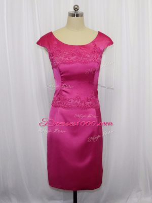 Discount Scoop Sleeveless Zipper Prom Party Dress Hot Pink Satin