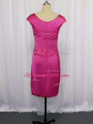 Discount Scoop Sleeveless Zipper Prom Party Dress Hot Pink Satin