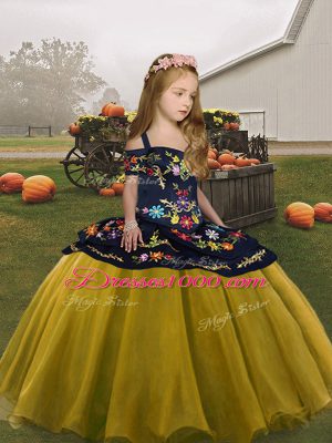 Hot Sale Organza Sleeveless Floor Length Little Girls Pageant Dress Wholesale and Embroidery