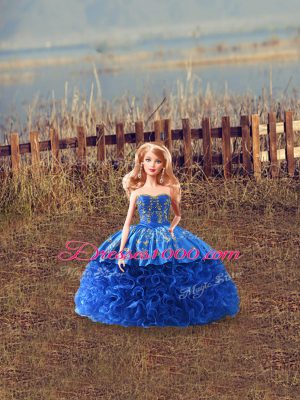 Glorious Zipper Vestidos de Quinceanera Royal Blue for Sweet 16 and Quinceanera with Embroidery and Ruffles Brush Train