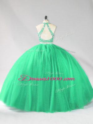 Customized Tulle Sleeveless Floor Length Vestidos de Quinceanera and Beading