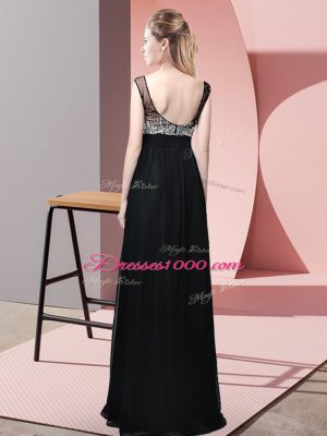 Chiffon Sleeveless Floor Length Womens Party Dresses and Beading