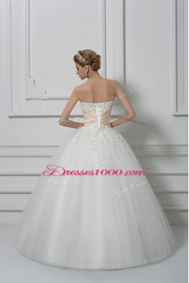 White Wedding Dresses Wedding Party with Beading and Lace Sweetheart Sleeveless Lace Up